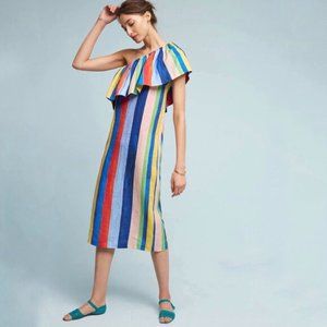 Mara Hoffman Rainbow Striped One Shoulder Dress